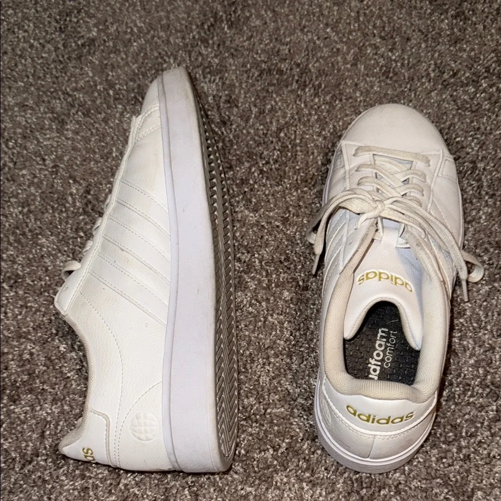 Adidas Grand Court Cloudfoam Classic All White Sneakers, Used, Size 10 - Picture 5 of 6